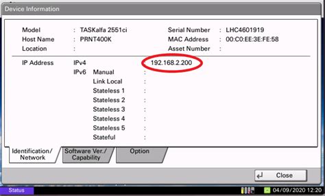 Kyocera ip address